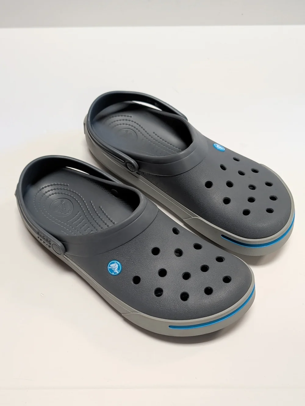 CROCS Gray/Blue Clogs/Shoes Mens 13